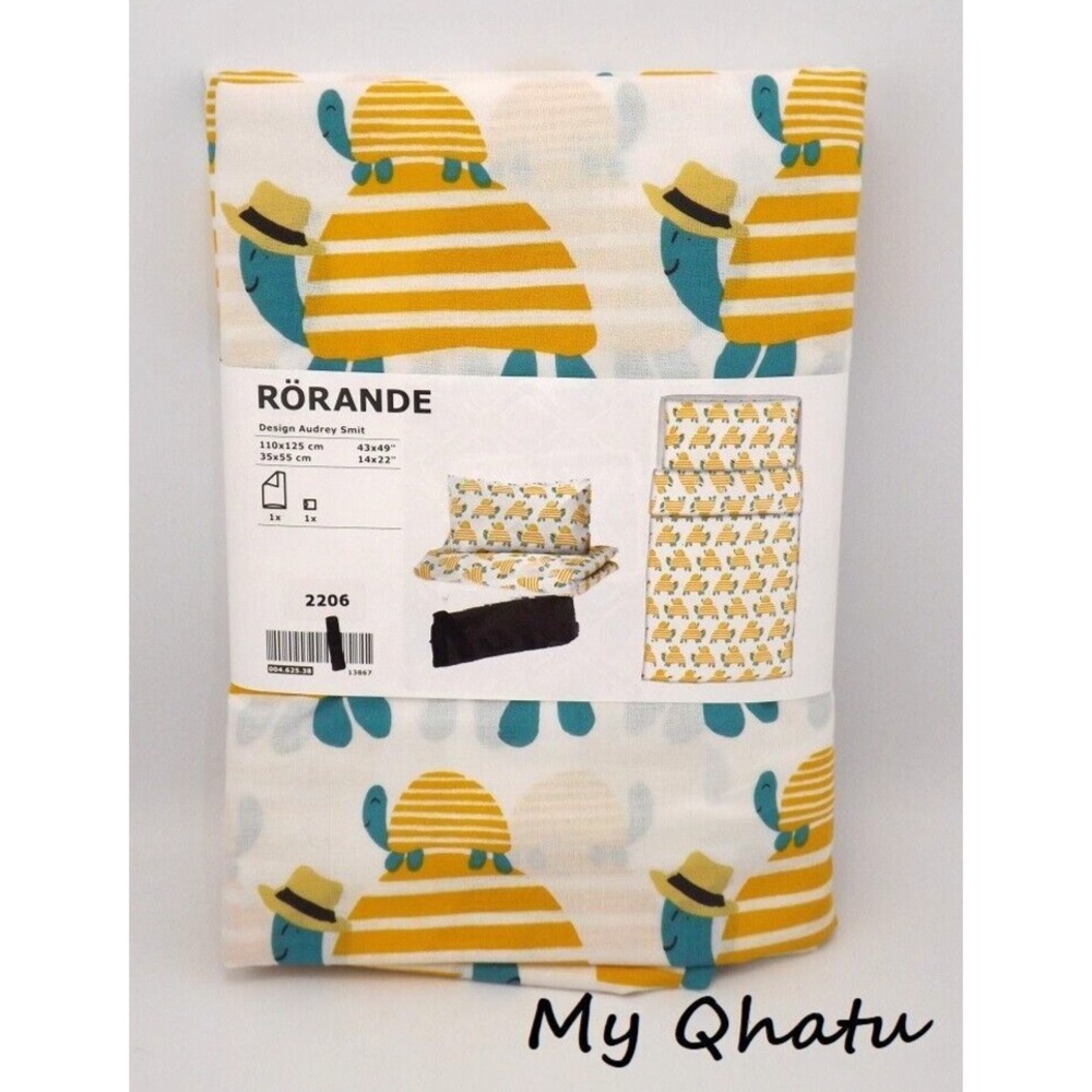 Ikea Rorande Crib Duvet Cover/Pillowcase Turtle Yellow Boy Girl Bedding NEW